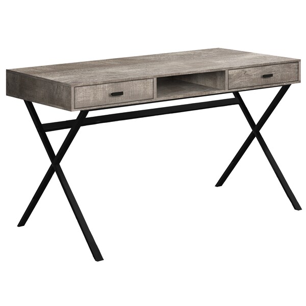 Computer Desk, Home Office, Laptop, Storage Drawers, 48"L, Work, Metal, Laminate, Beige, Black